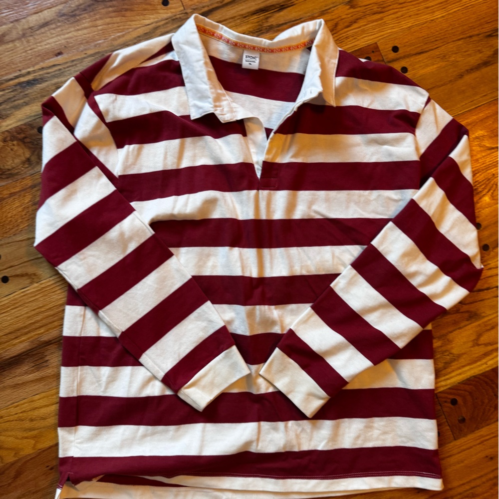 Striped Casual Button Down Shirt - Red and White